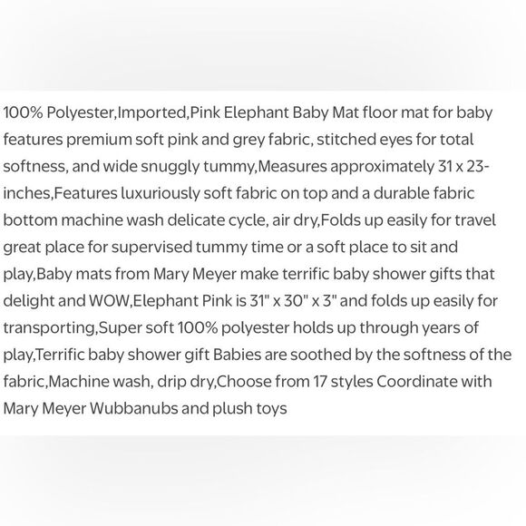 Mary Meyer Bestever Baby Mat, Elephant Pink - Picture 9 of 9